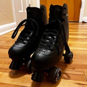 black roller skates